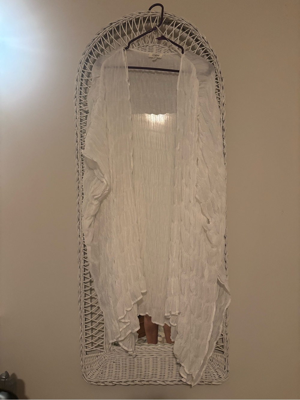 Umgee White Crinkle Swim Coverup Kimono